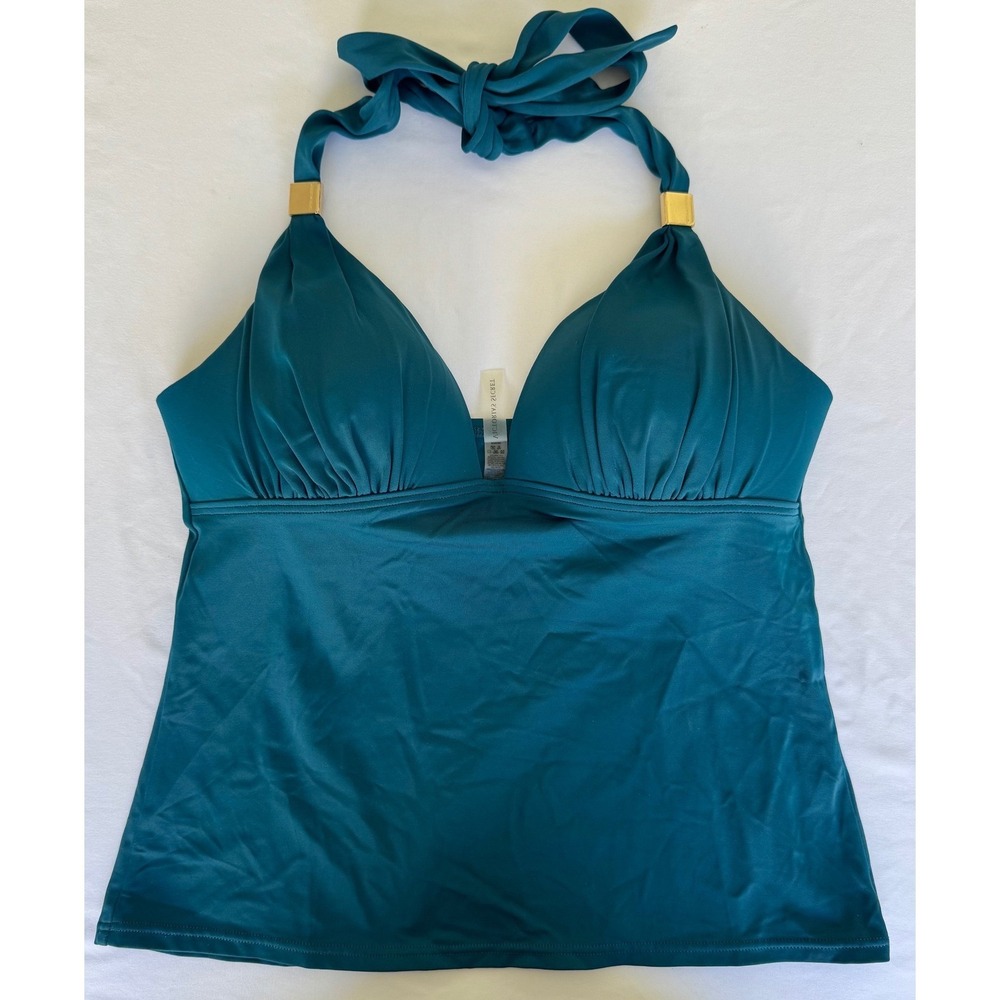 Victoria's Secret Halter Tankini Push Up Swim Top Teal Blue Gold Size Medium